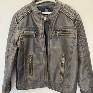 Boys/Girls Faux Leather Motorcycle Jacket Size Size 5/6